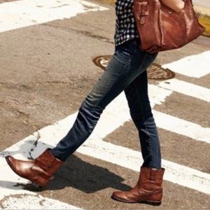 Frye Anna Shortie Cognac Leather Boots Size 8